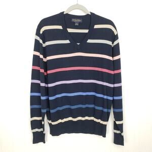 Brooks Brothers Supima Cotton Striped V-neck Sweater Size Large